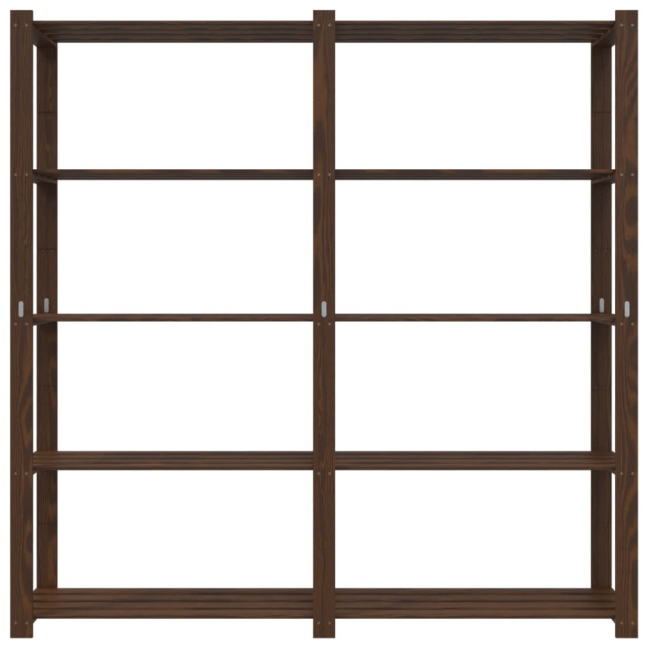Estantería de 5 niveles madera maciza pino marrón 170x38x170