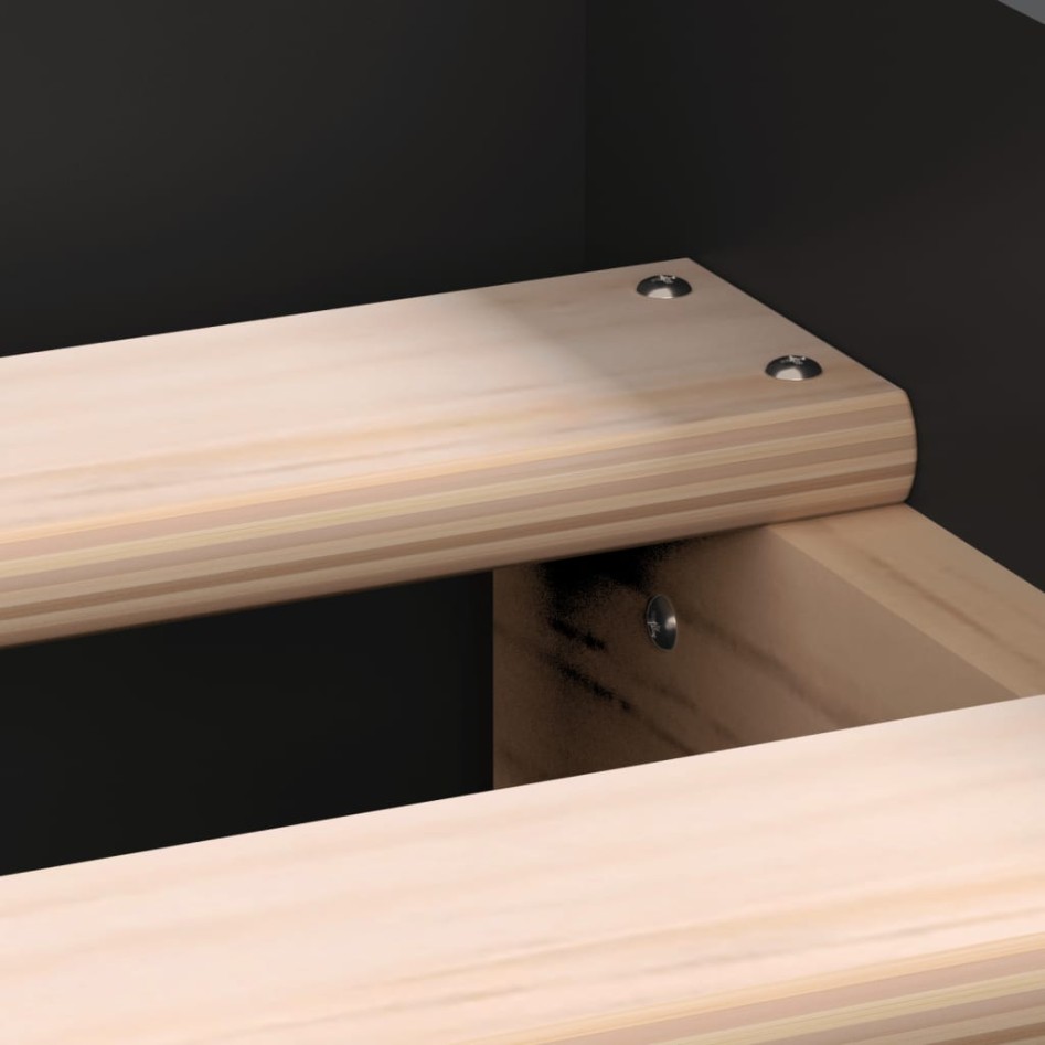 Estructura de cama madera contrachapada negra 90x200