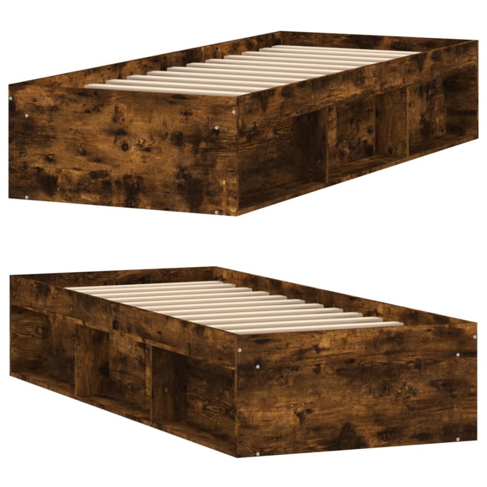 Estructura de cama roble ahumado 75x190