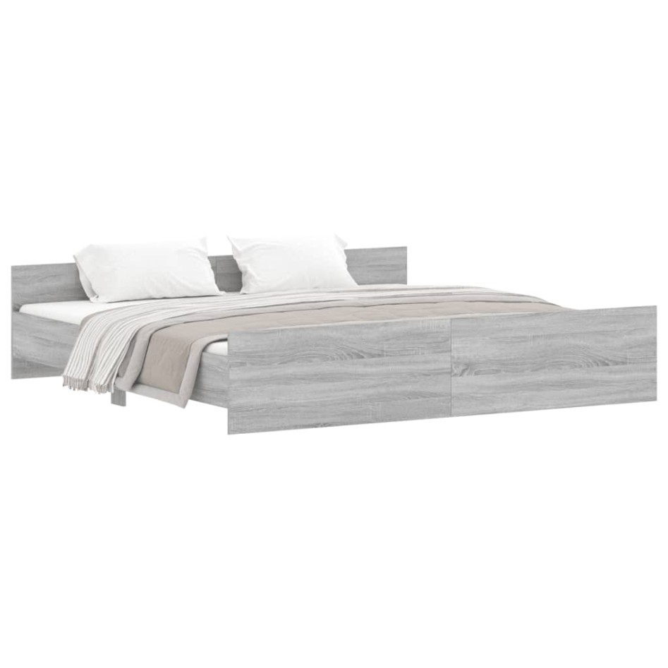 Estructura de cama con cabecero piecero gris Sonoma 200x200