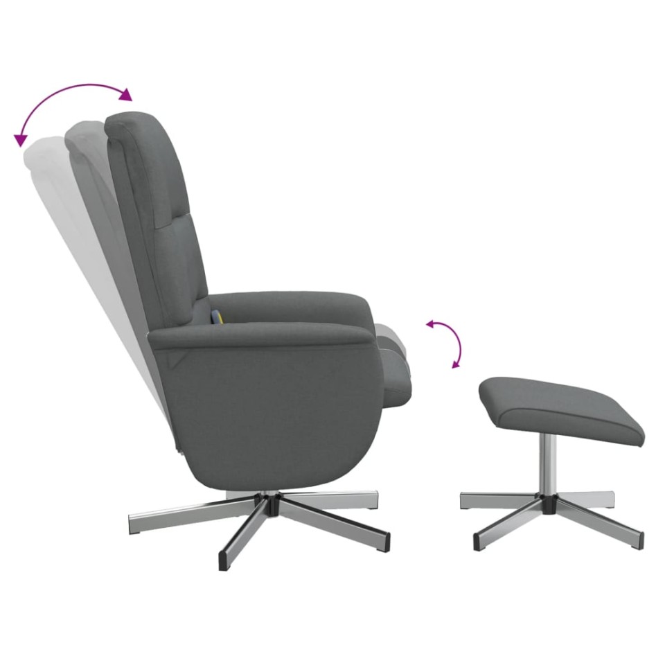 Sillón reclinable de masaje con reposapiés tela gris