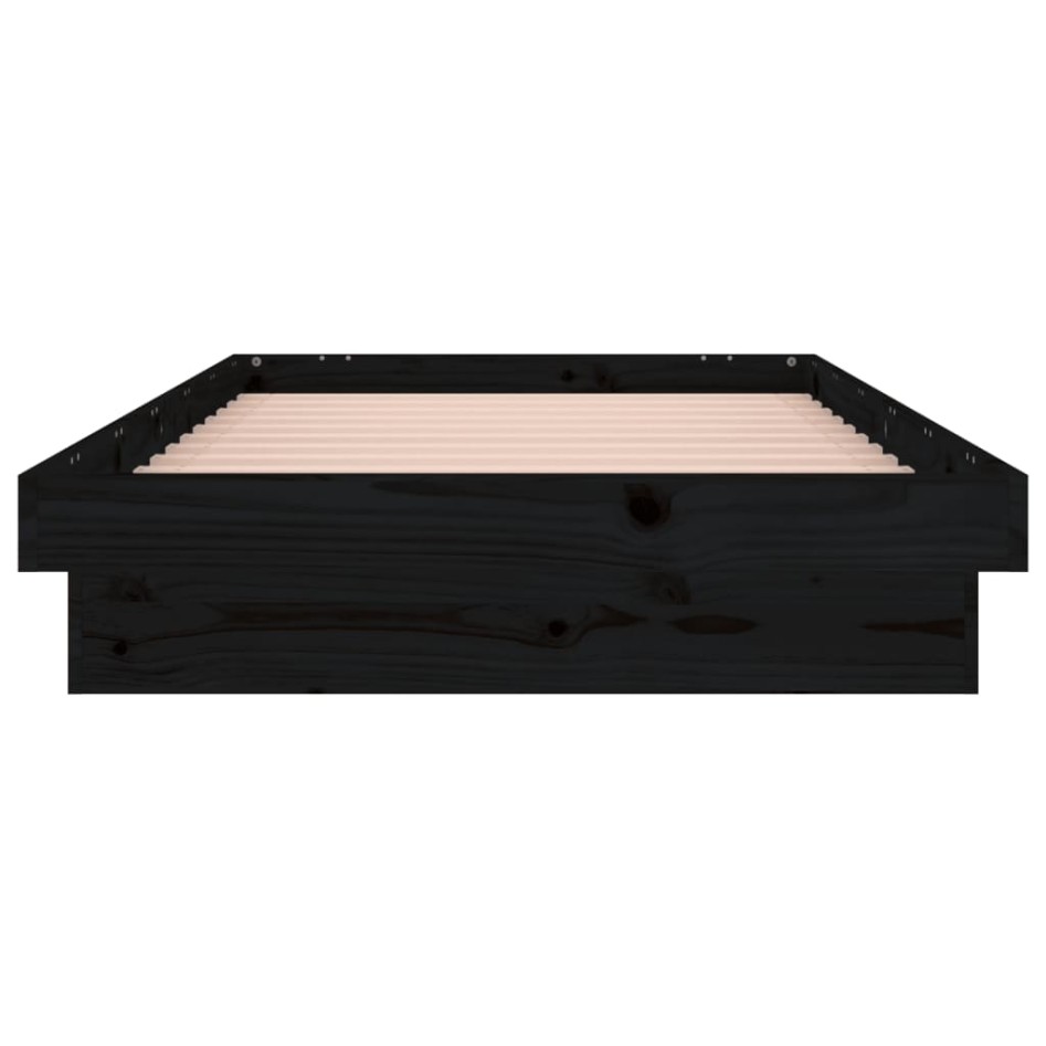 Estructura de cama con LED madera maciza negra 100x200