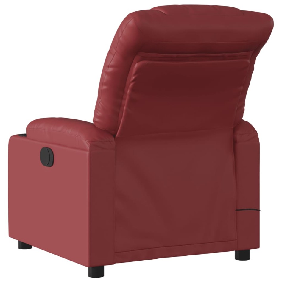 Sillón de masaje reclinable cuero sintético rojo