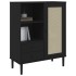 Aparador alto SENJA aspecto de ratán madera negro 90x40x112