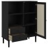 Aparador alto SENJA aspecto de ratán madera negro 90x40x112