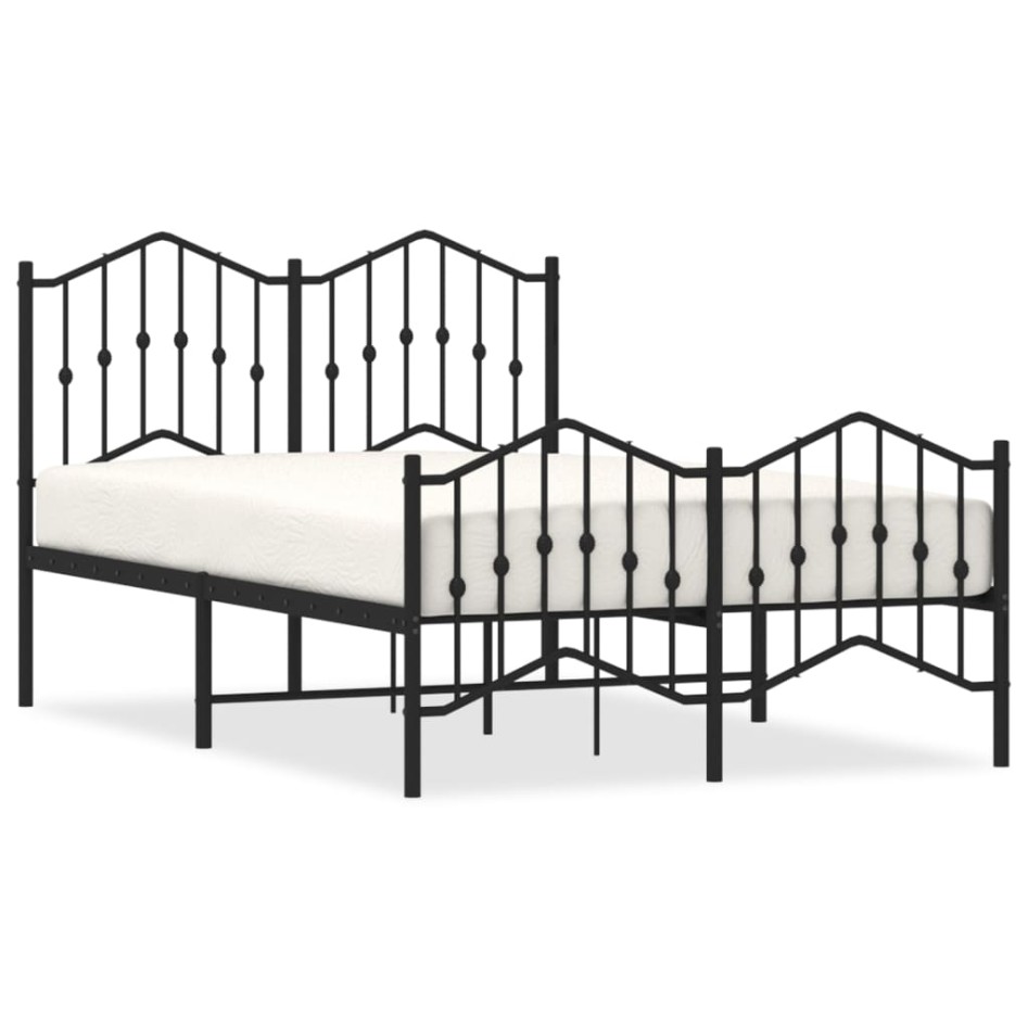 Estructura de cama con cabecero y estribo metal negro