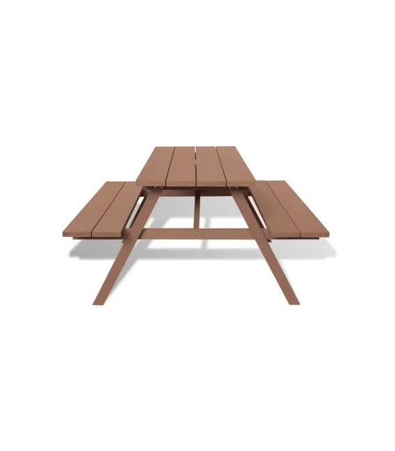 Mesa de picnic con bancos WPC marrón