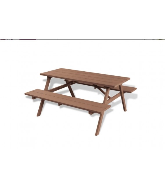 Mesa de picnic con bancos WPC marrón