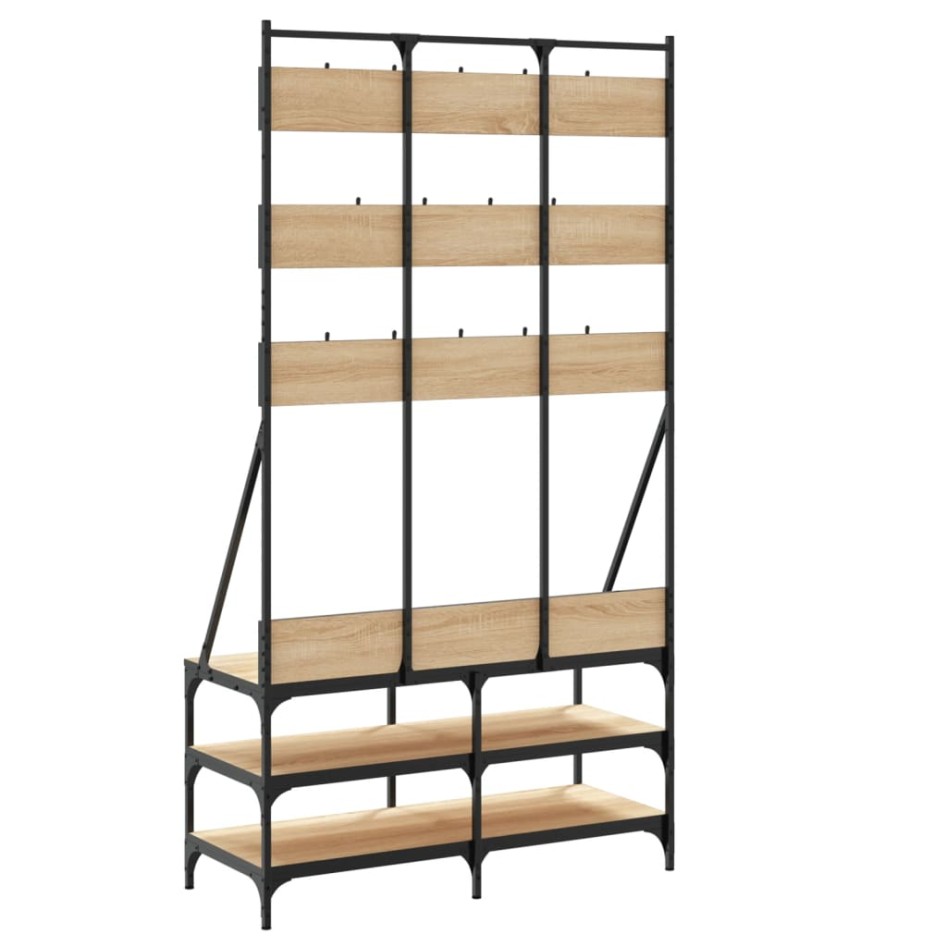 Perchero con zapatero roble Sonoma 100x40x184