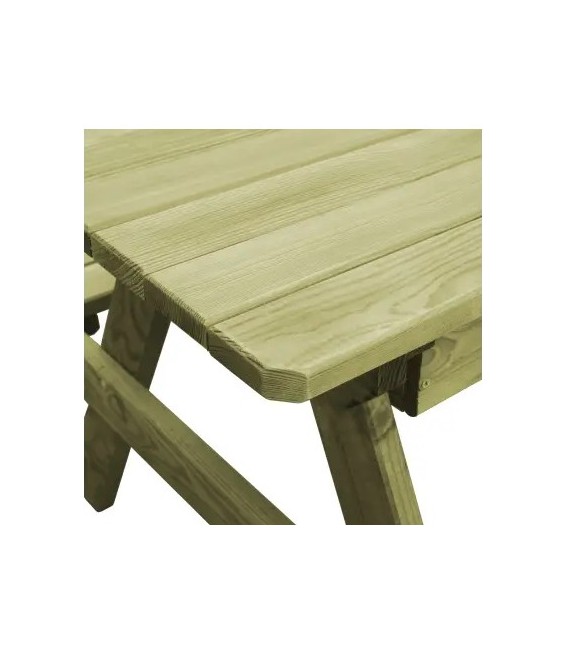 Mesa de picnic con bancos madera pino impregnada