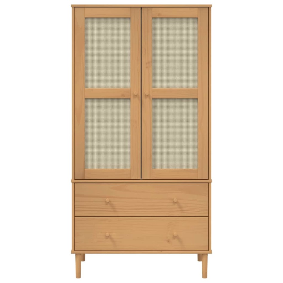 Armario SENJA aspecto de ratán madera pino marrón 90x55x175