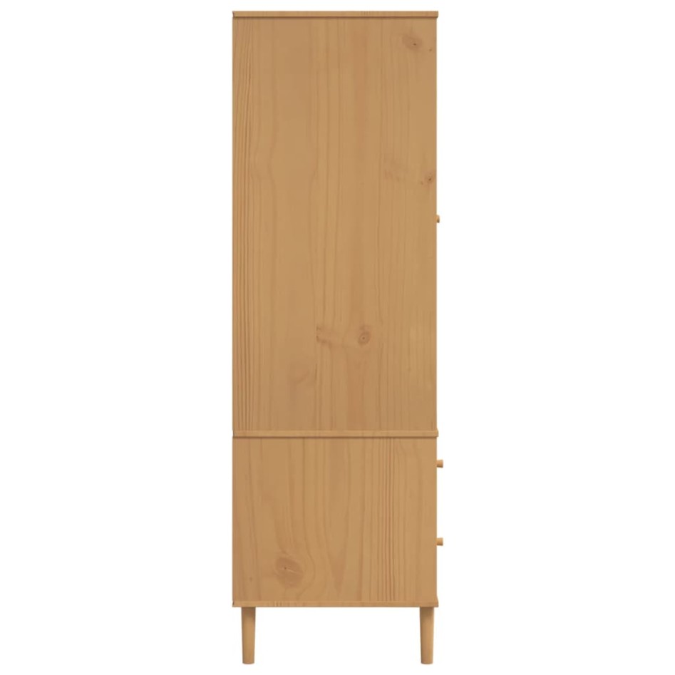 Armario SENJA aspecto de ratán madera pino marrón 90x55x175