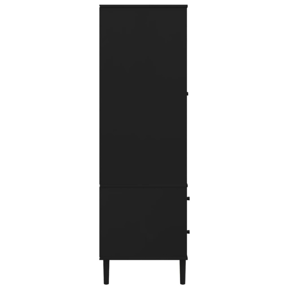 Armario SENJA aspecto de ratán madera pino negro 90x55x175
