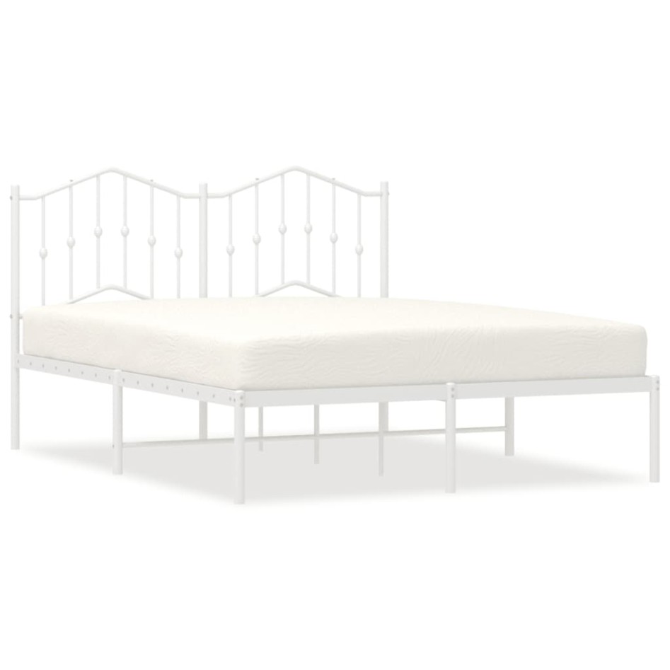Estructura de cama con cabecero metal blanca 140x200