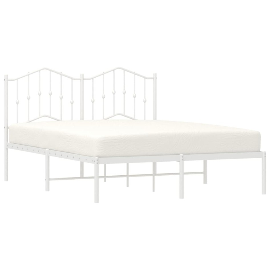 Estructura de cama con cabecero metal blanca 140x200