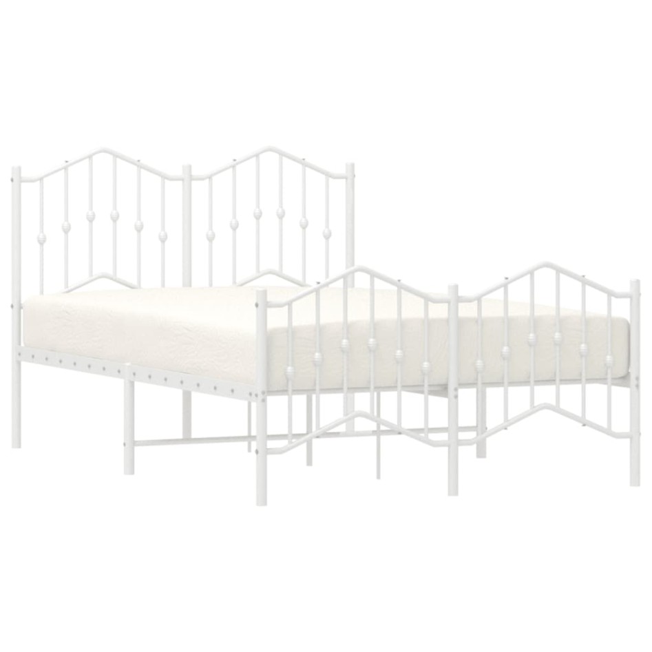 Estructura cama metal con cabecero y estribo blanco 120x190