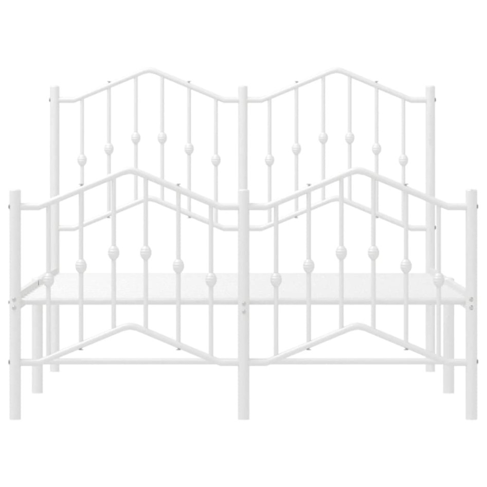 Estructura cama metal con cabecero y estribo blanco 120x190