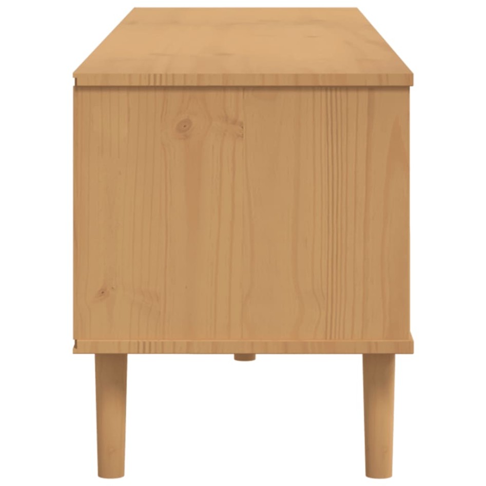 Mueble de TV SENJA aspecto ratán madera pino marrón