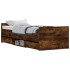 Estructura de cama con cabecero piecero roble ahumado 75x190