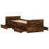 Estructura de cama con cabecero piecero roble ahumado 75x190