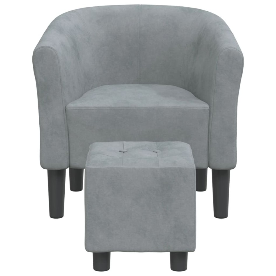Sillón con taburete terciopelo gris