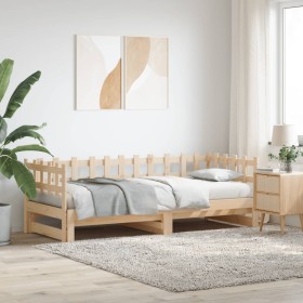 Sofá cama extraíble madera maciza de pino 2x(80x200)