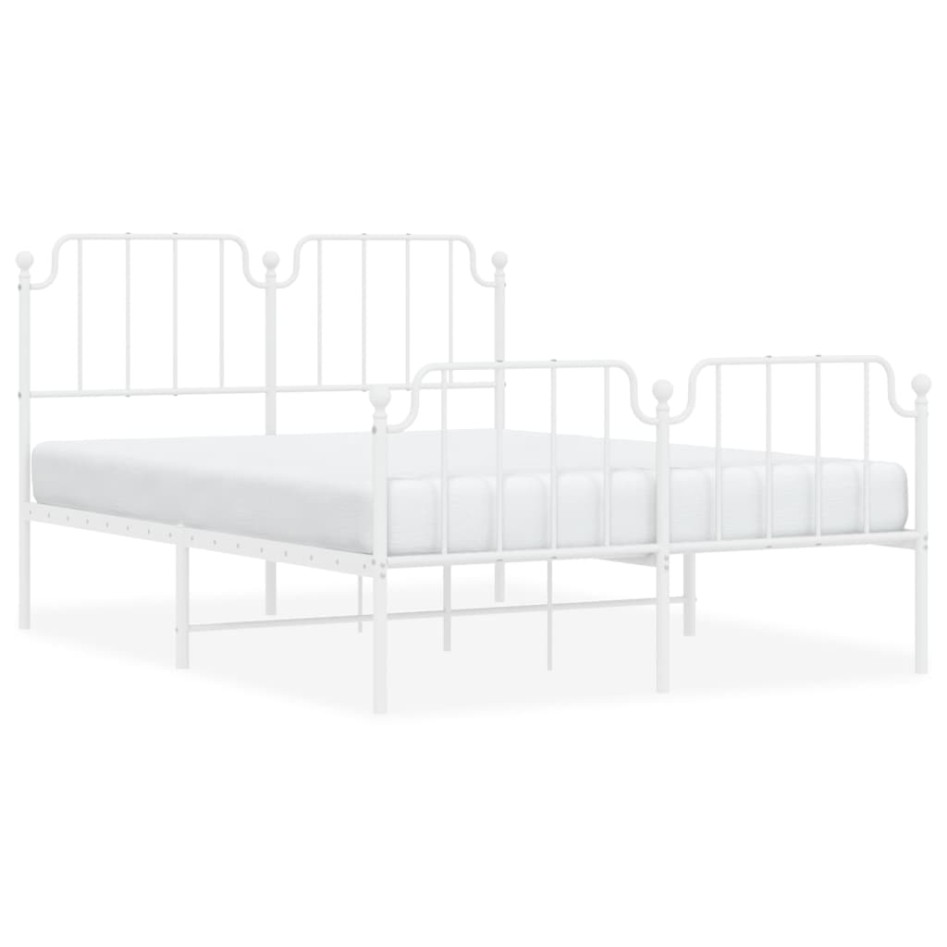 Estructura cama metal cabecero y estribo blanco 140x190