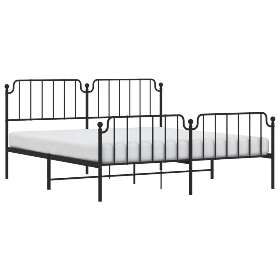 Estructura de cama cabecero y estribo metal negro 180x200