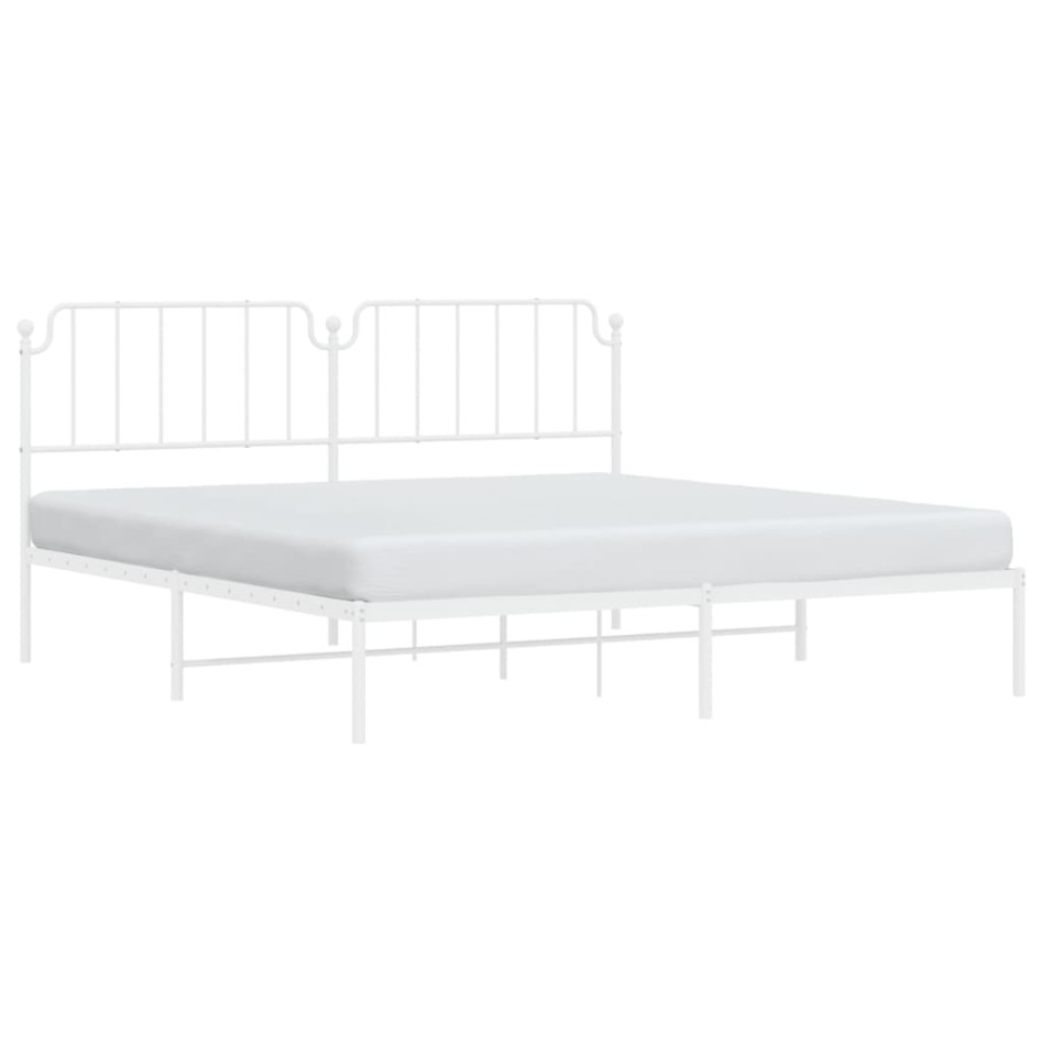 Estructura de cama de metal con cabecero blanco 193x203