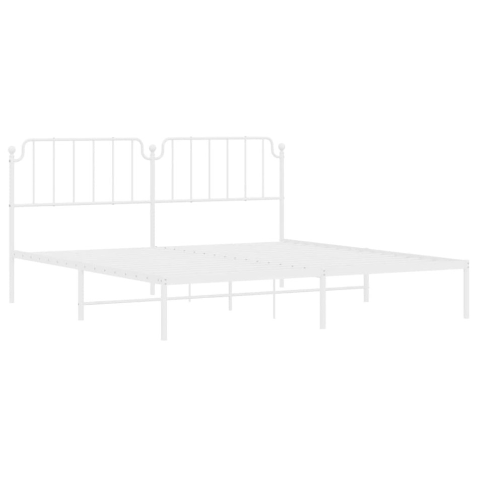 Estructura de cama de metal con cabecero blanco 193x203