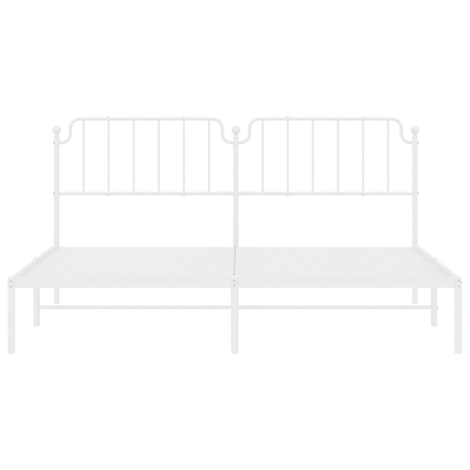 Estructura de cama de metal con cabecero blanco 193x203