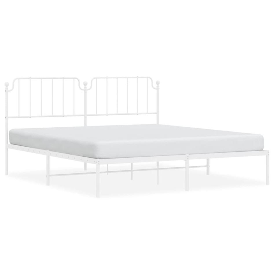 Estructura de cama de metal con cabecero blanco 180x200
