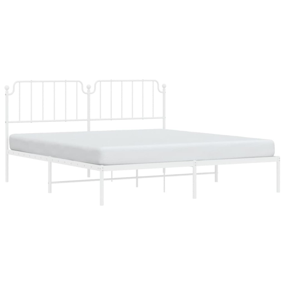 Estructura de cama de metal con cabecero blanco 180x200