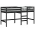 Cama alta de niños escalera madera maciza pino negra 90x190