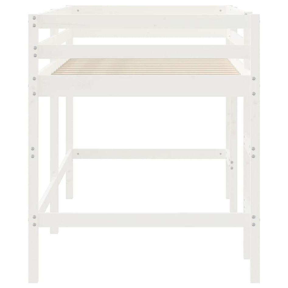 Cama alta de niños escalera madera maciza pino blanco 80x200
