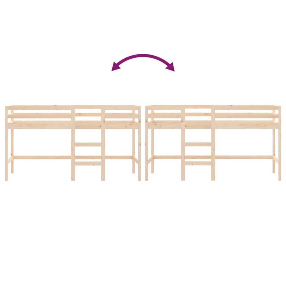 Cama alta de niños con escalera madera maciza pino 90x200