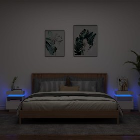 Mesitas de noche con luces LED 2 unidades blanco 40x39x48,5
