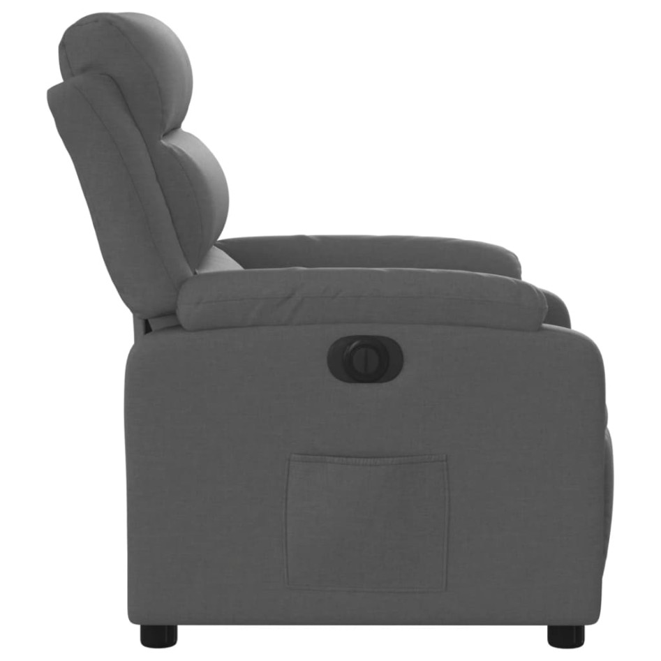 Sillón reclinable eléctrico de tela gris