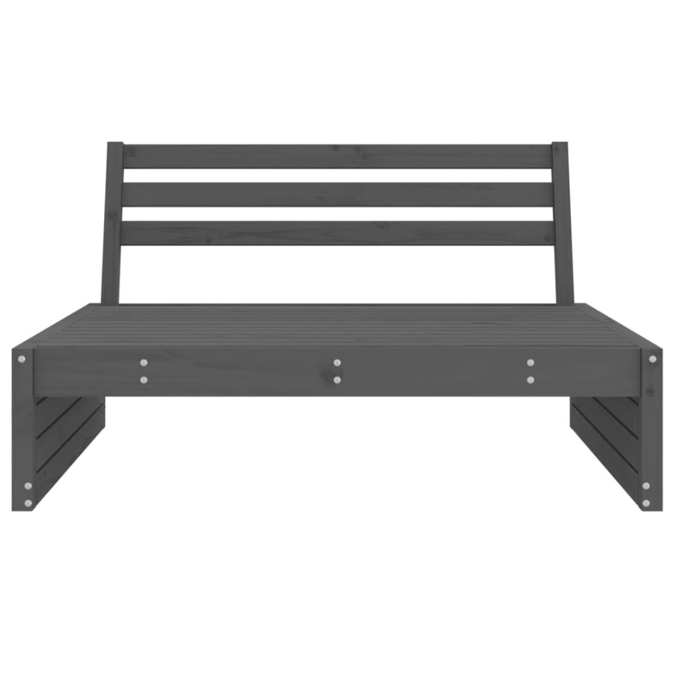 Sofá central de jardín madera maciza de pino gris 120x80