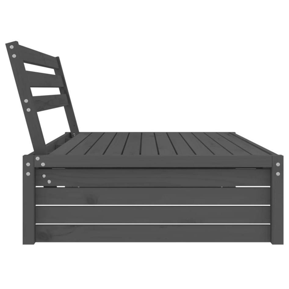 Sofá central de jardín madera maciza de pino gris 120x80