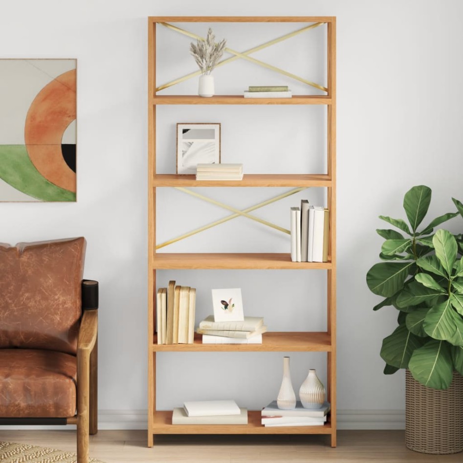 Estantería de 6 niveles madera maciza de roble 80x30x181