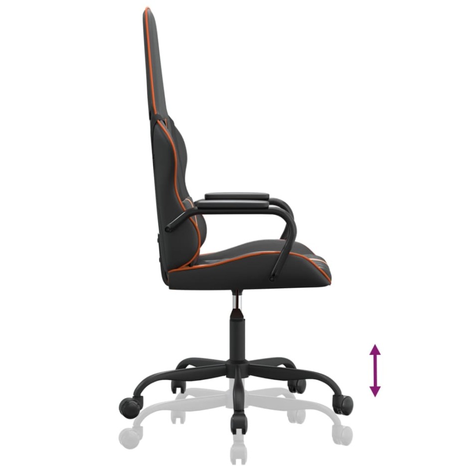 Silla gaming con masaje cuero sintético naranja y