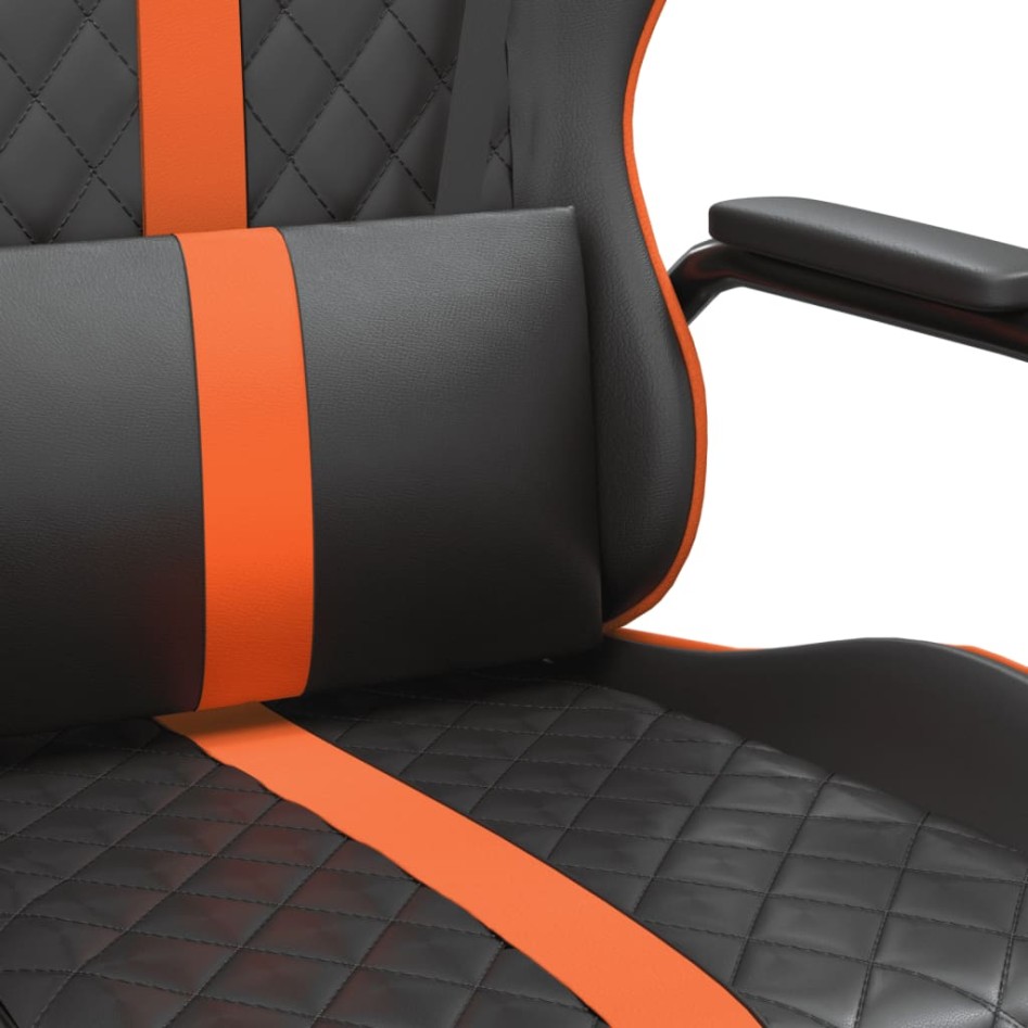 Silla gaming con masaje cuero sintético naranja y