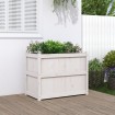 Jardinera de madera maciza de pino blanca 90x50x70 cm