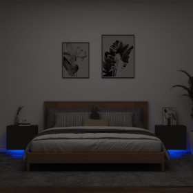 Mesitas de noche de pared con luces LED 2 unidades