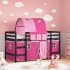 Cama alta para niños con túnel madera pino rosa 90x200