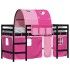 Cama alta para niños con túnel madera pino rosa 90x200