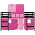 Cama alta para niños con túnel madera pino rosa 90x200