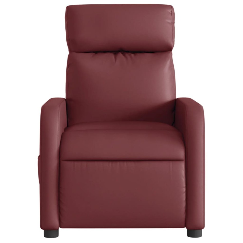 Sillón reclinable eléctrico de cuero sintético rojo