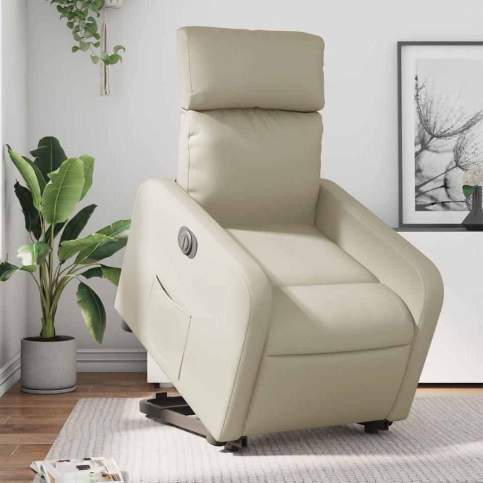 Sillón reclinable elevable eléctrico de cuero sintético